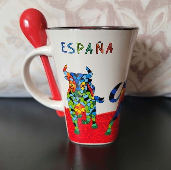 Ole Mosaic España Bull Mug with Spoon - Picture 4 of 9